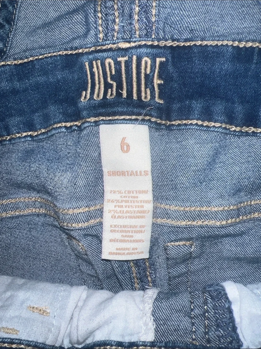 Justice Ombre Denim Short Overalls in Dark Blue and Light Blue